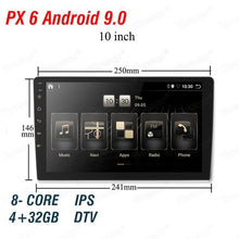 Load image into Gallery viewer, 1 din Android 9.0 Octa Core PX5 Car Radio Stereo GPS Navi Audio Video Player DSP 4G Wifi BT HDMI Carplay TV OBD SWC dab+ 4G+64G