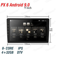 Load image into Gallery viewer, 1 din Android 9.0 Octa Core PX5 Car Radio Stereo GPS Navi Audio Video Player DSP 4G Wifi BT HDMI Carplay TV OBD SWC dab+ 4G+64G