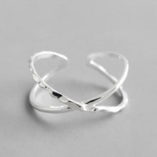 Load image into Gallery viewer, 100% 925 Sterling Silver Geometric Simple Personality X-Shaped Dark Pattern Manual Opening Ring