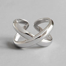 Load image into Gallery viewer, 100% 925 Sterling Silver Geometric Simple Personality X-Shaped Dark Pattern Manual Opening Ring