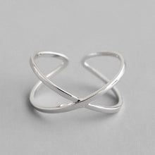 Load image into Gallery viewer, 100% 925 Sterling Silver Geometric Simple Personality X-Shaped Dark Pattern Manual Opening Ring
