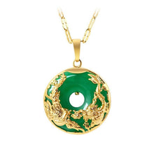 Load image into Gallery viewer, 14K Gold Necklace Emerald Pendants for Female Luxury Colgante De 925 Mujer Green Jade Emerald Pendant Topaz Gemstone Necklaces