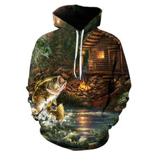 Load image into Gallery viewer, 2019 New 3D Digital Fishing Clothing Men Autumn Winter Warm Jacket with hat Outdoor Cycling Sport Sweatshirt Fishing Clothes