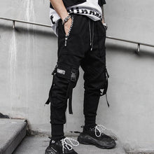 Load image into Gallery viewer, 2019 New Hip Hop Joggers Men Black Harem Cargo Pants Multi-pocket Ribbons Man Sweatpants Streetwear Casual Mens Pants 3XL