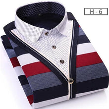 Load image into Gallery viewer, 2020 Winter Thicken Men Shirt Fake two pieces Casual Man Shirts Stripe Contrast Color Men Business Shirt Warm Soft Shirt YN10551