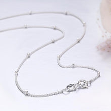Load image into Gallery viewer, 35-80cm Slim Thin Pure 925 Sterling Silver Beads Curb Chain Choker Necklaces Women Girls Jewelry kolye collares collier ketting