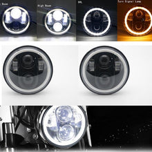 Load image into Gallery viewer, 5-3/4" Round Headlamp for Harley Dyna Sportster 1200 883 Parts Turn Signal Light motor 5.75 Inch Projector LED Moto Headlight