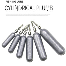 Load image into Gallery viewer, 5Pcs/Set Pour Fishing Lead Sinker Cylindrical Shape Accessories Sinker Fishing Tackle Solid Drop Shot Fishing Tackle 2.5g 5g 7g