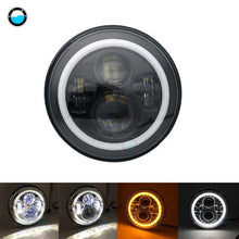 Load image into Gallery viewer, 7 Inch 60W DOT SAE E9 Motorcycle Headlamp with angle eye Led Headlight 7inch housing bucket trim ring.