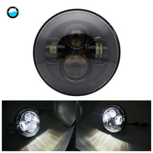 Load image into Gallery viewer, 7 Inch 60W DOT SAE E9 Motorcycle Headlamp with angle eye Led Headlight 7inch housing bucket trim ring.