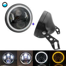 Load image into Gallery viewer, 7 Inch 60W DOT SAE E9 Motorcycle Headlamp with angle eye Led Headlight 7inch housing bucket trim ring.