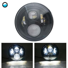 Load image into Gallery viewer, 7 Inch 60W DOT SAE E9 Motorcycle Headlamp with angle eye Led Headlight 7inch housing bucket trim ring.