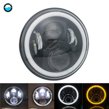 Load image into Gallery viewer, 7 Inch 60W DOT SAE E9 Motorcycle Headlamp with angle eye Led Headlight 7inch housing bucket trim ring.