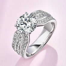 Load image into Gallery viewer, 925 Silver Ring Engagement Rings 4 Prongs Setting 3 row Cubic Zirconia Anel Jewelry For Women Love Bague Anillos Mujer
