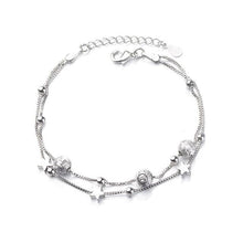 Load image into Gallery viewer, 925 Sterling Silver Charms Bracelets Bangles for Women 925 Silver Star Ball Double Layer Chain Link Bracelets Pulseira Feminina