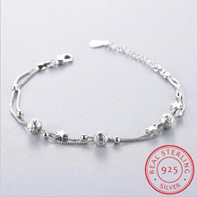 Load image into Gallery viewer, 925 Sterling Silver Charms Bracelets Bangles for Women 925 Silver Star Ball Double Layer Chain Link Bracelets Pulseira Feminina