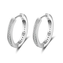 Load image into Gallery viewer, 925 Sterling Silver Round Hoop Earrings for Women Classic Style Cubic Zirconia Paved Circle Earrings Fine Jewelry (Lam Hub Fong)