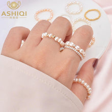 Load image into Gallery viewer, ASHIQI 3-4mm Mini Small Natural Freshwater Pearl Rings for Women Real 925 Sterling Silver Jewelry for Women 2019 Fashion Gift