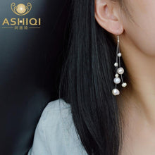 Load image into Gallery viewer, ASHIQI Authentic Natural Baroque Freshwater Pearl earring 925 sterling silver Tassels Drop Earrings for Women Gift