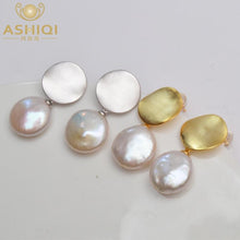 Load image into Gallery viewer, ASHIQI Real 925 Sterling Silver Korean Earring 12-13mm Big Natural Freshwater Baroque Pearl fashion jewelry for women 2019