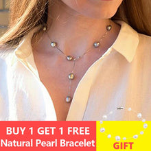 Load image into Gallery viewer, ASHIQI Real Pure 925 Sterling Silver Chain Pendant Necklace For Women 8-9mm White Gray Natural Freshwater Baroque Pearl Jewelry