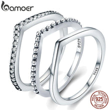 Load image into Gallery viewer, BAMOER 100% 925 Sterling Silver Water Droplet Clear CZ Finger Rings for Women Wedding Engagement Jewelry Girlfriend Gift PA7649