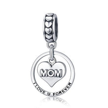 Load image into Gallery viewer, BAMOER 925 Sterling Silver I Love u Forever Mom Mother Engrave Beads fit Charm Bracelets & Bangles Jewelry Mother Gift SCC649