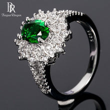 Load image into Gallery viewer, Bague Ringen 100% Real Silver 925 Ring For Women With 6*8mm Oval shape Emerald Gemstone Zircon Jewelry Lady Christmas Gift