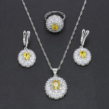 Load image into Gallery viewer, Bague Ringen 925 Sterling Silver Sets Women's Wear Jewelry Gemstones Ring Earrings Necklace Ruby Amethyst Emerald Wavy Flower