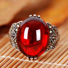 Load image into Gallery viewer, Bague Ringen New Created Garnet 925 Sterling Silver Rings Opening Adjustable for Female Wedding Party Red Gemstone Ring Gift