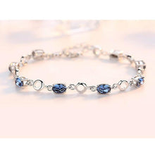 Load image into Gallery viewer, Bague Ringen aqua blue Topaz Bracelets For Female Real 925 Sterling Silver Deep Blue Gemstone Bracelet For Student Birthday Gift