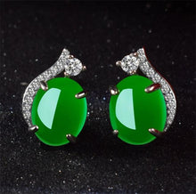 Load image into Gallery viewer, Begua Ringen2019 New Design Green 925 Silver Women Earrings Created Emerald Gemstone Fine Charm Jewelry for Women