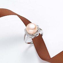 Load image into Gallery viewer, Big Discount 925 sterling silver jewelry on sale big natural pearl rings for women stone ring adjustable white/pink/purple pearl