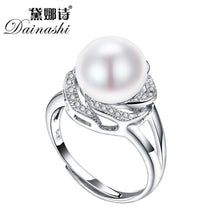 Load image into Gallery viewer, Big Discount 925 sterling silver jewelry on sale big natural pearl rings for women stone ring adjustable white/pink/purple pearl