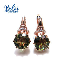 Load image into Gallery viewer, Bolai,Color change turkey zultanite Claps earrings round 8.0mm created gemstone jewelry 925 sterling silver for women best gift