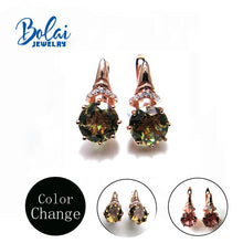 Load image into Gallery viewer, Bolai,Color change turkey zultanite Claps earrings round 8.0mm created gemstone jewelry 925 sterling silver for women best gift