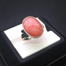Load image into Gallery viewer, CSJ Natural Rhodochrosite Ring 925 Sterling Silver oval13*18mm Rhodonite Women and Lady Wedding Engagment Party Gift Box