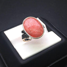 Load image into Gallery viewer, CSJ Natural Rhodochrosite Ring 925 Sterling Silver oval13*18mm Rhodonite Women and Lady Wedding Engagment Party Gift Box