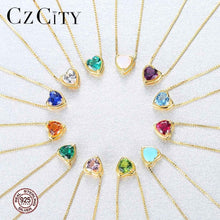 Load image into Gallery viewer, CZCITY New Design Pure 925 Sterling Silver Pendant Necklace for Women Trendy Exquisite 18K Plated Collar Mujer Colorful Jewelry