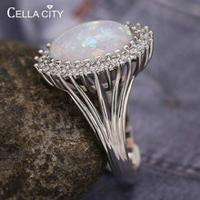 Load image into Gallery viewer, Cellacity Classic 925 Sterling Silver Rings For Women With Oval Opal Gemstones Size 6-10 Women Fine Jewelry Party Wholesale Gift