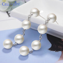 Load image into Gallery viewer, Cellacity Korea Silver 925 Earrings With Natural Freshwater Silver Jewelry For Women Wedding Party Gift Drop Earring Wholesale