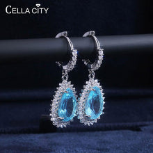 Load image into Gallery viewer, Cellacity Silver 925 Blue Aquarium Oval Gemstone Earrings For Women Elegant Fine Jewelry Women Party Wholesale Gift