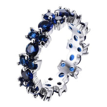 Load image into Gallery viewer, Cellacity Trendy Ring for Women Silver 925 Jewelry 9 Colors Round Gemstones Ruby Aquamarine Emerald Amethyst Sapphire Crystal