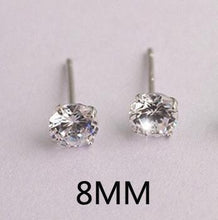 Load image into Gallery viewer, Crystal Real 925 Sterling Silver Earring Channel Cubic Zirconia Silver Stud Earring for Women Sterling Silver fine Jewelry