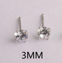 Load image into Gallery viewer, Crystal Real 925 Sterling Silver Earring Channel Cubic Zirconia Silver Stud Earring for Women Sterling Silver fine Jewelry
