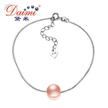 Load image into Gallery viewer, DAIMI Silver Pearl Bracelet 7-7.5mm Round Freshwater Pearl Bracelet White/Pink/Purple Bracelet High Quality Brand Jewelry