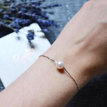 Load image into Gallery viewer, DAIMI Silver Pearl Bracelet 7-7.5mm Round Freshwater Pearl Bracelet White/Pink/Purple Bracelet High Quality Brand Jewelry