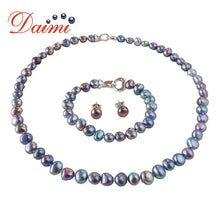 Load image into Gallery viewer, DMSFP100 Baroque Pearl Jewelry Sets Silver 925 Jewelry Pearl Sets Necklace/Bracelet/Earrings For Women