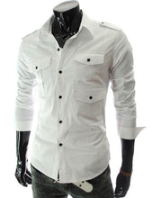 Load image into Gallery viewer, Fashion Brand Men Multi-pocket And Badges Shirt Business ShirtsLong-Sleeves Summer Casual Shirts 5017