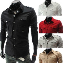 Load image into Gallery viewer, Fashion Brand Men Multi-pocket And Badges Shirt Business ShirtsLong-Sleeves Summer Casual Shirts 5017